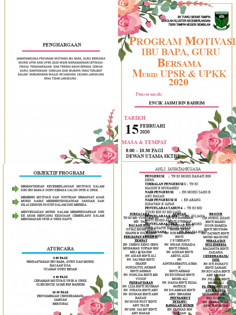 Buku Program Majlis Ceramah Upsr & Upkk | PDF