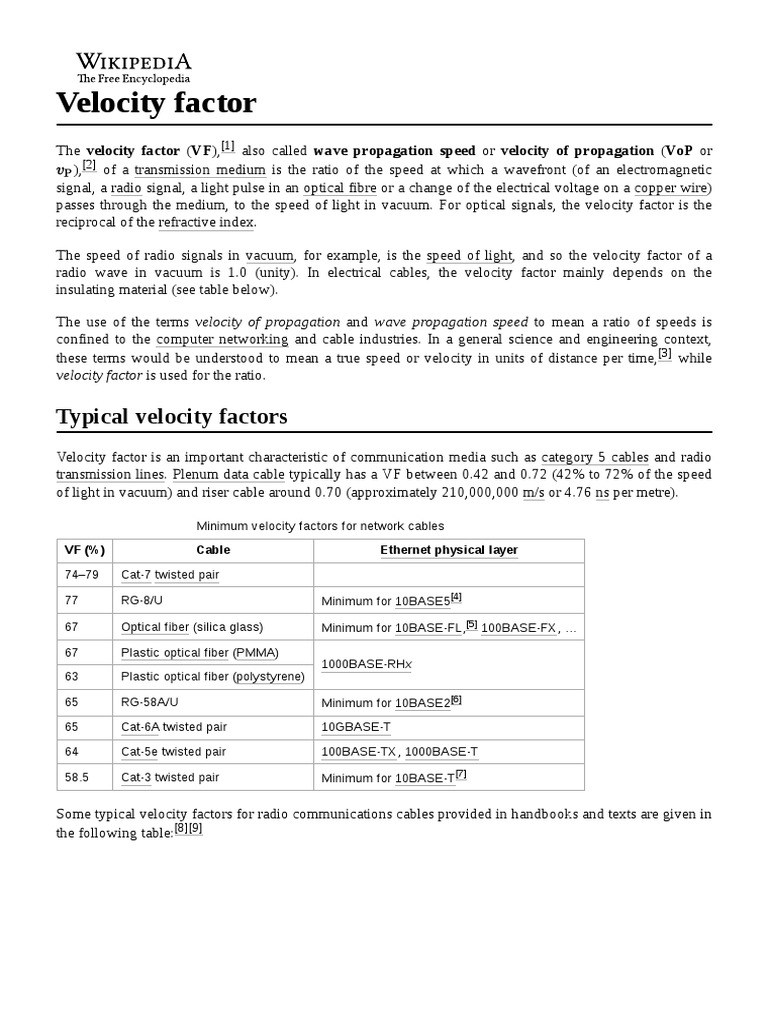 Velocity Factor PDF Transmission Medium Coaxial Cable