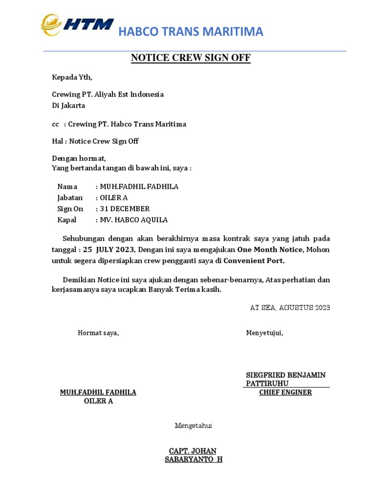 Notice Sign Off | PDF