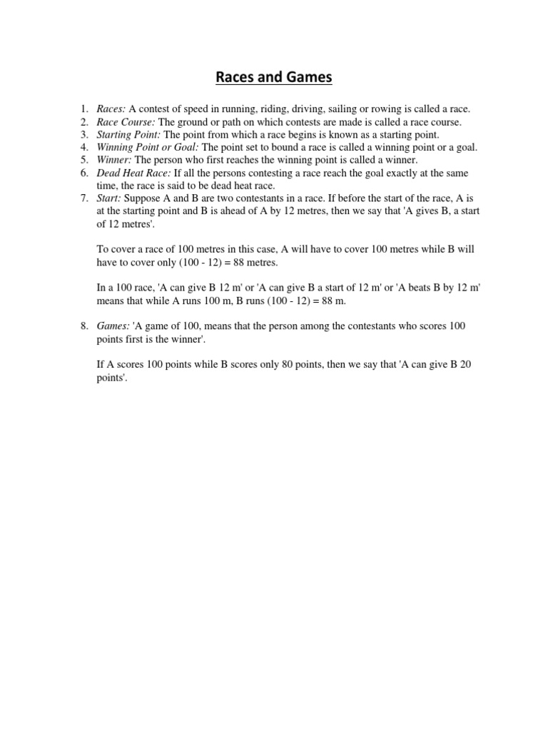 Races and Games | PDF