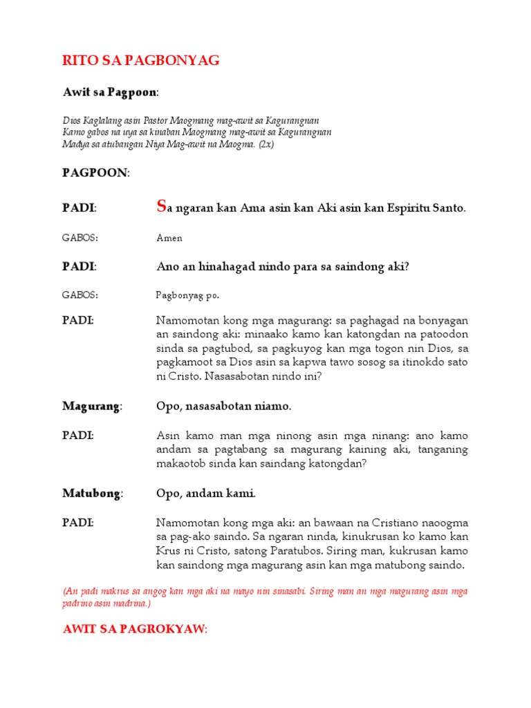Rito Sa Pagbonyag | PDF