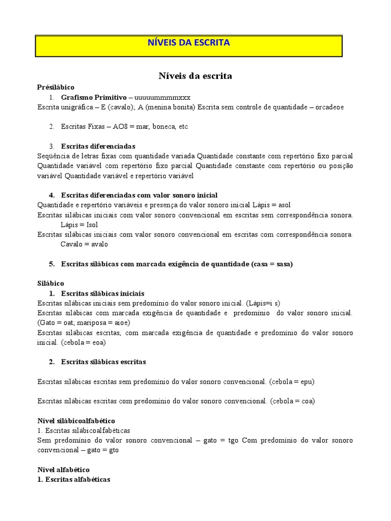 37 Níveis Da Escrita | PDF | Artes Linguísticas e Disciplina