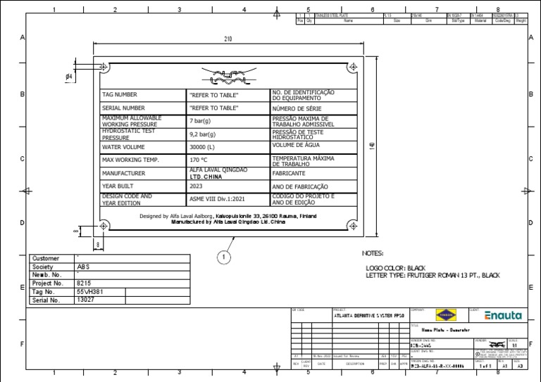 8215 244S PSVS 30 Nameplate PDF