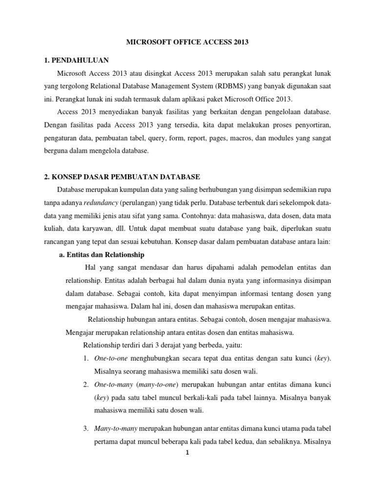 Panduan Dasar Microsoft Access 2013 | PDF