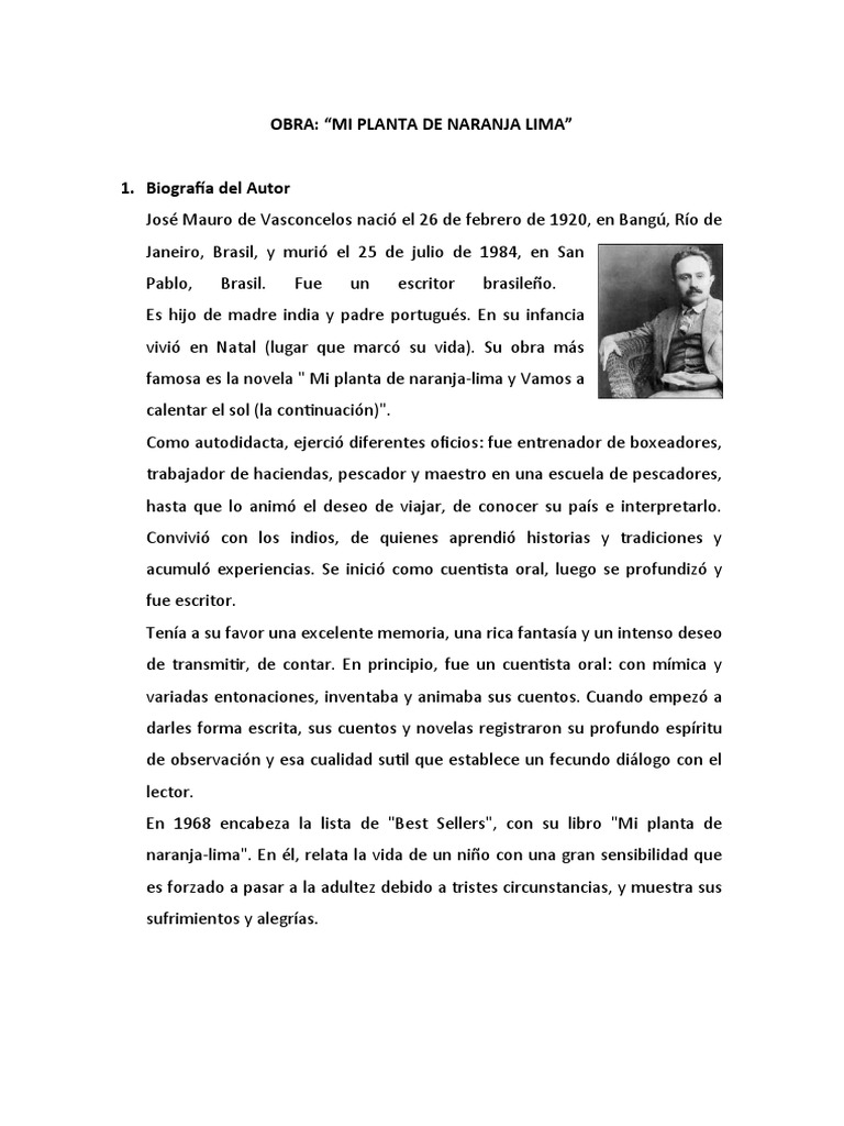 Obra Mi Planta de Naranja Lima PDF