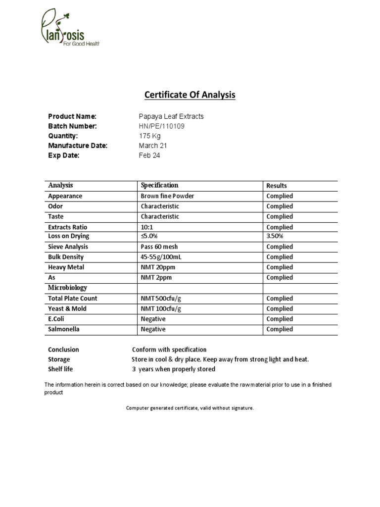 Papaya Leaf Extracts PDF