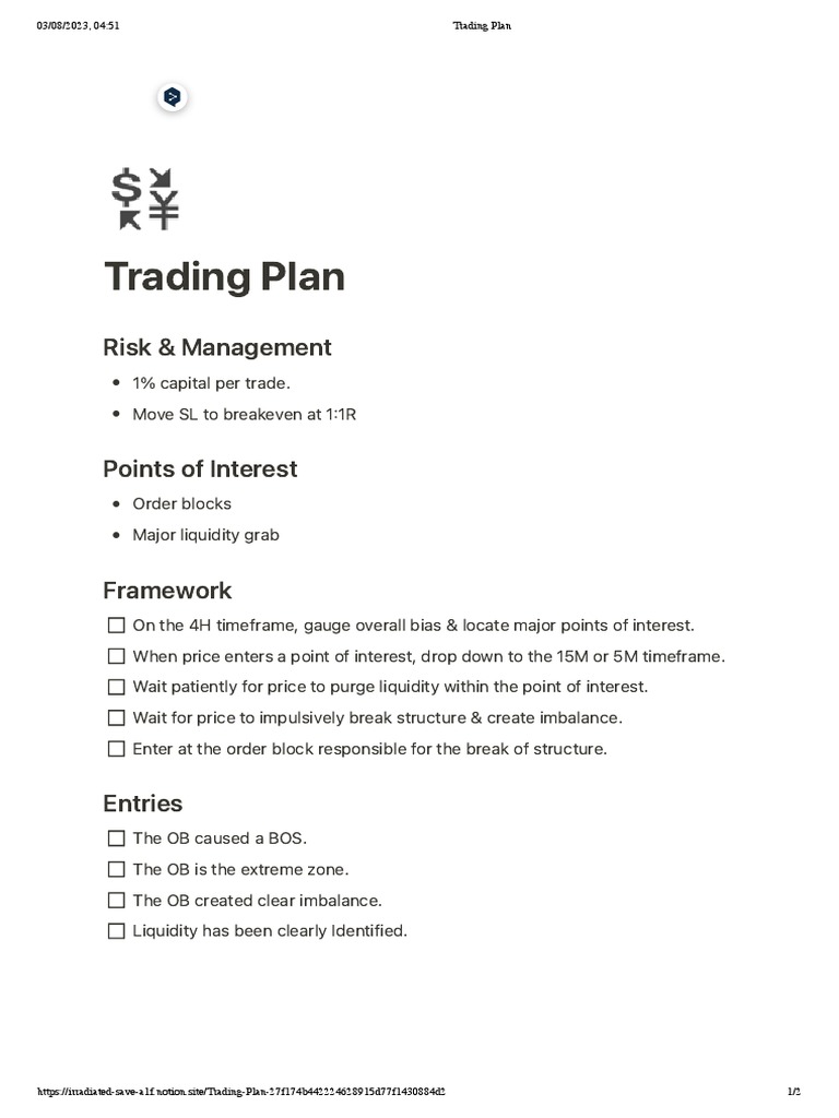 Trading Plan Pdf