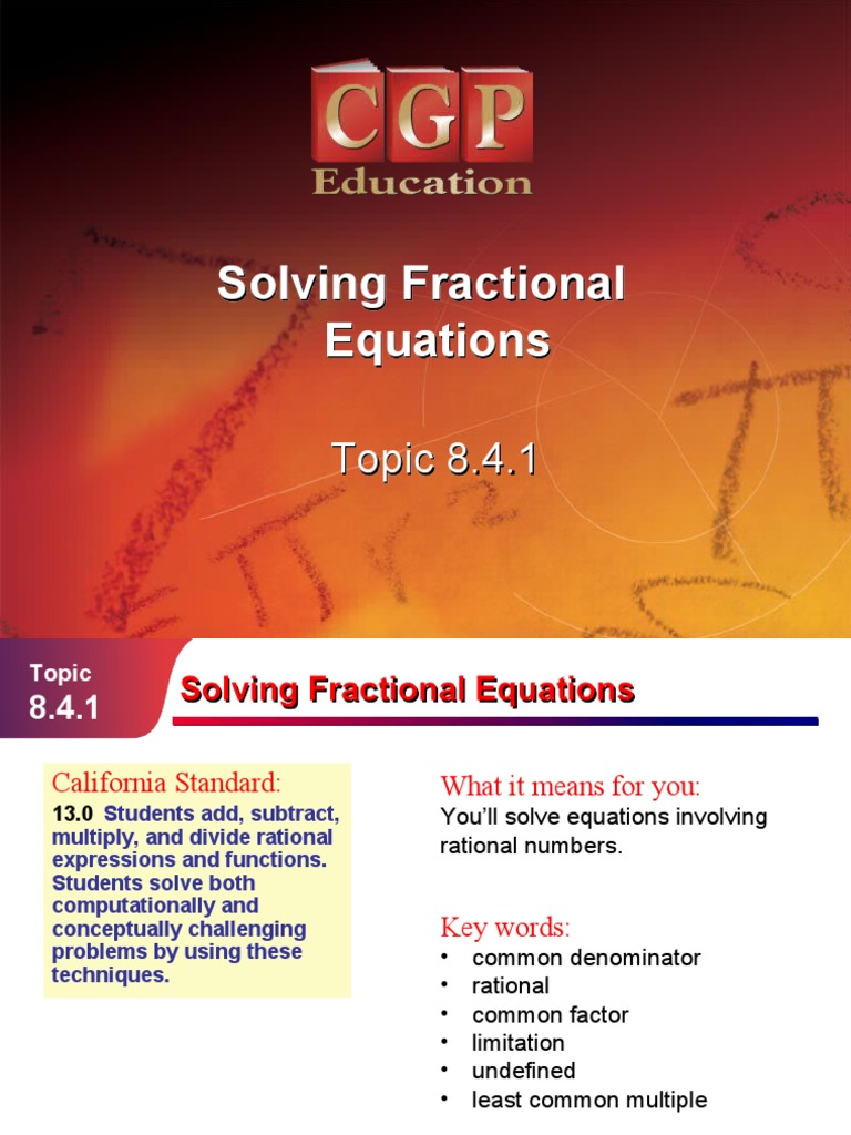 Solving Fractional Equations Guide | PDF | Equations | Mathematical Objects