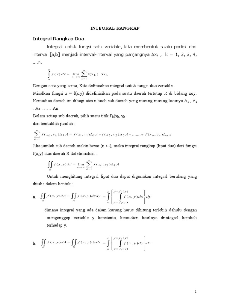 Integral Rangkap Dua: Definisi dan Aplikasi | PDF