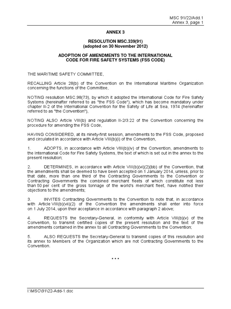 Amendments to FSS Code 2014 | PDF | Oil Tanker | Paragraph