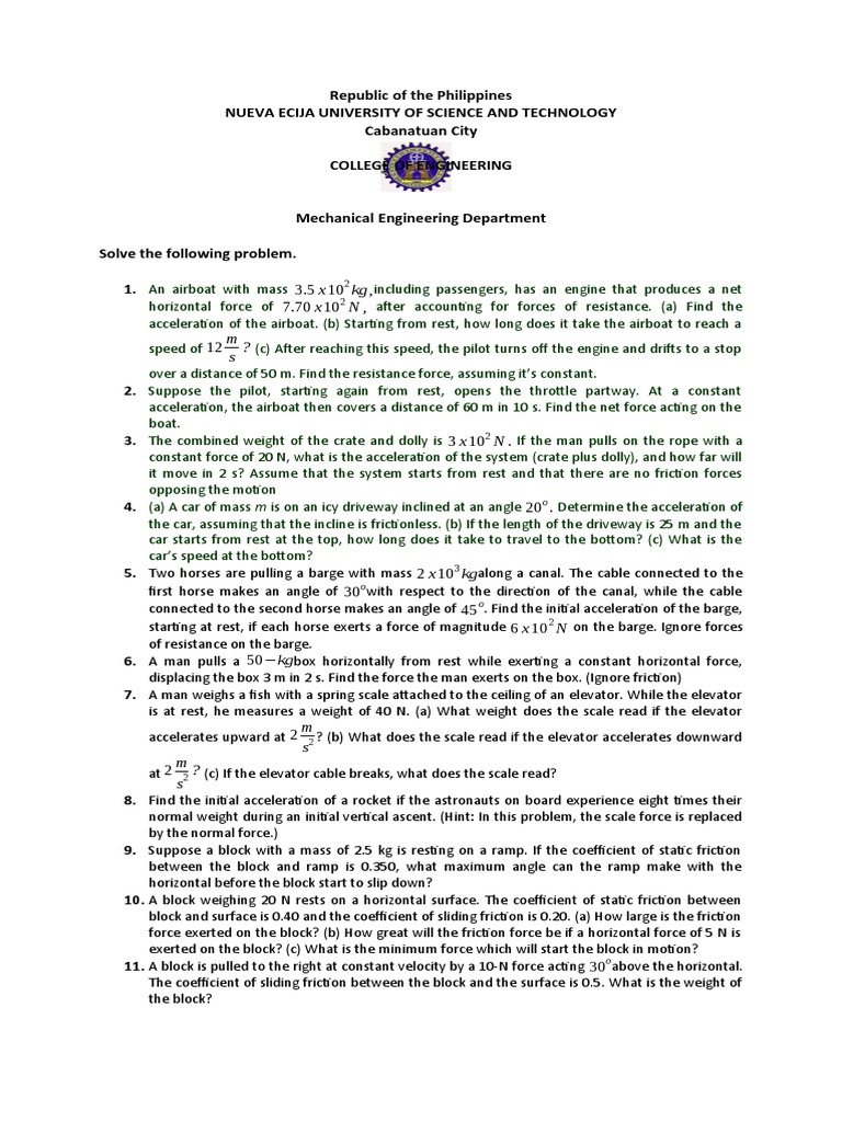 Dynamics Problems for Mechanical Engineering | PDF | Force | Friction