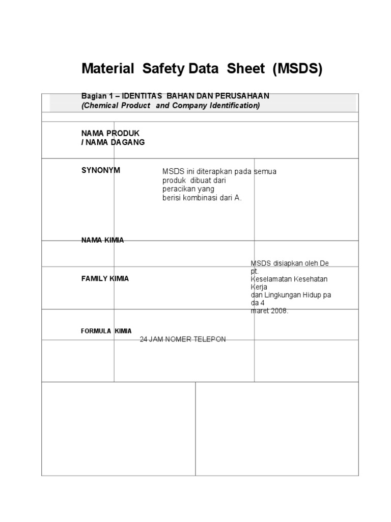 Contoh File Material Safety Data Sheet Msds Pdf