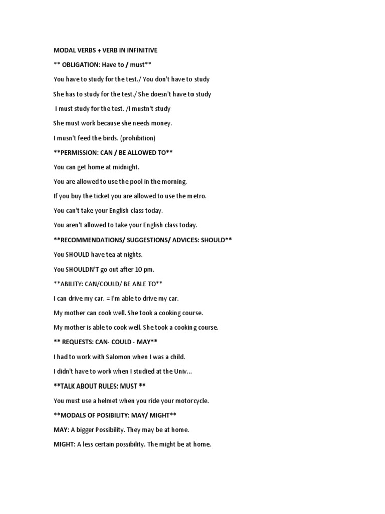 Modal Verbs Pdf