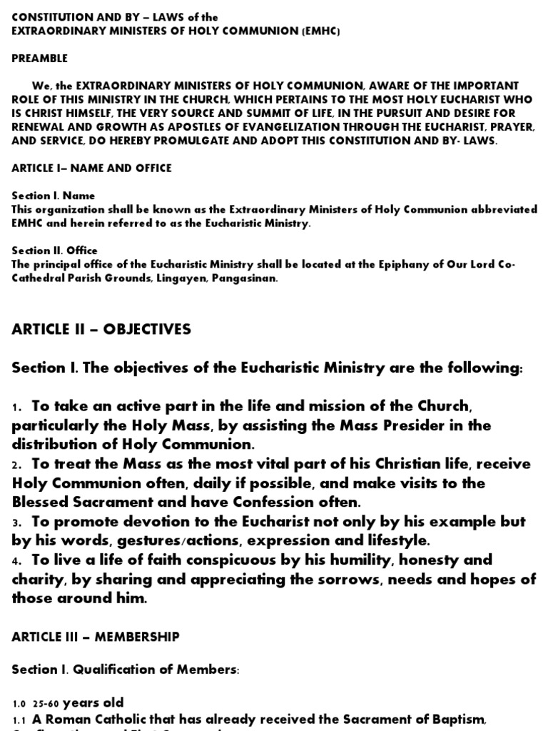 Emhc Cons and By-Laws | PDF