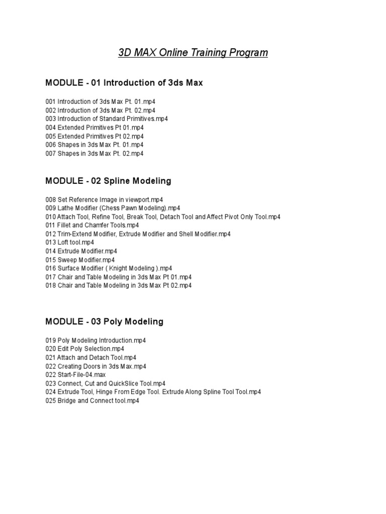 3d max online training program pdf
