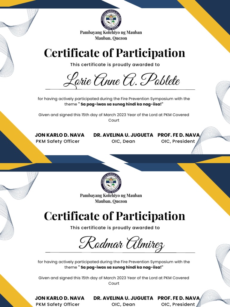 Blue and Yellow Minimalist Employee of The Month Certificate | PDF