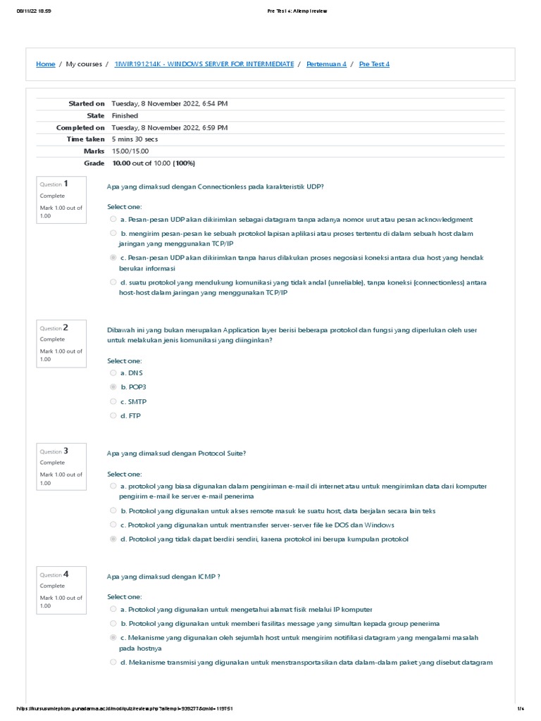 Pre Test 4 - Attempt Review | PDF
