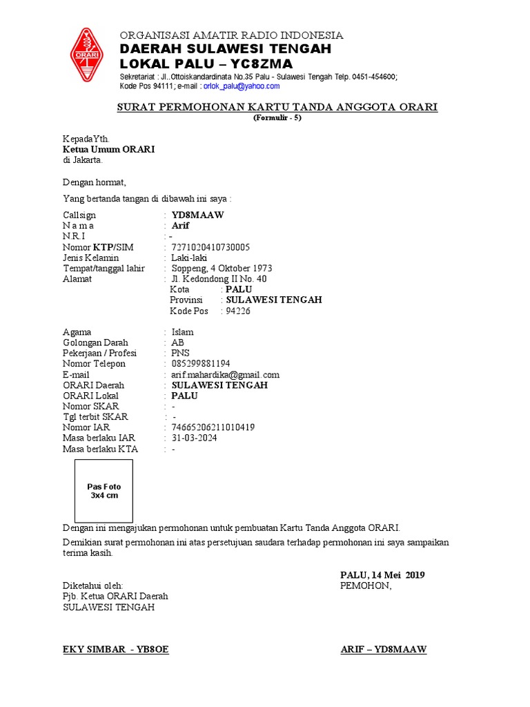 Formulir Pengurusan Kta | PDF