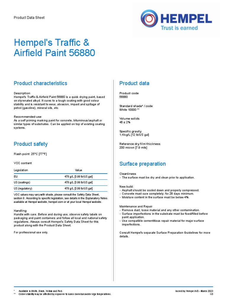 Hempel Traffic & Airfield Paint 56880 | PDF