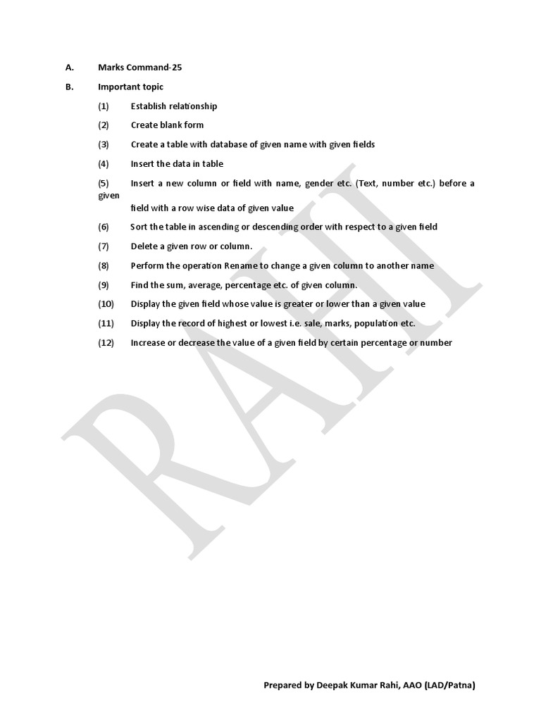 Database Management Command Guide | PDF