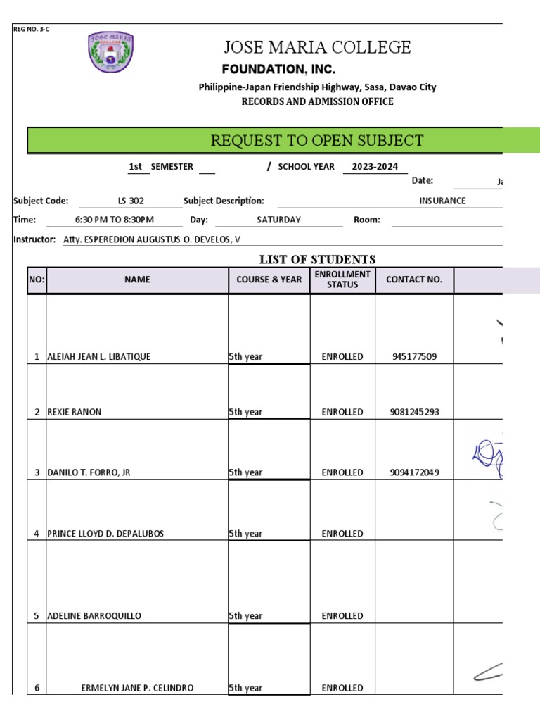 Request to Open Insurance Subject 2023 | PDF