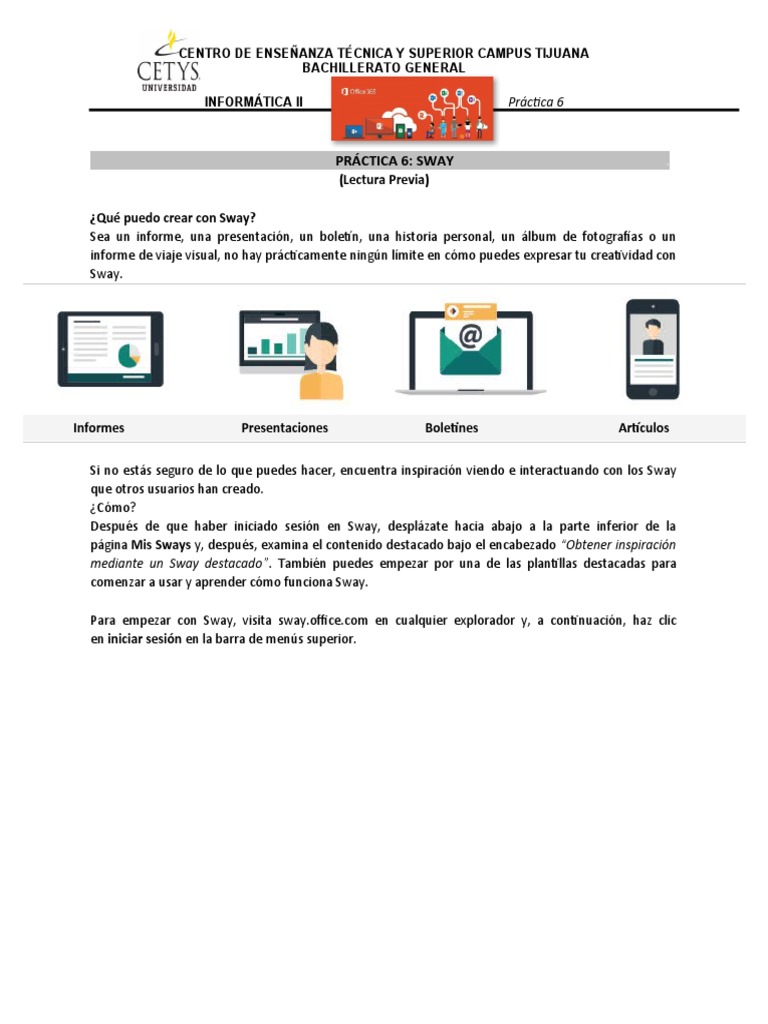 Guía de Sway para Estudiantes | PDF | Windows 10 | Menú (Computación)