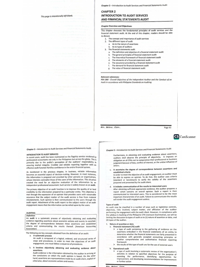 Chapter 2 Introduction To Audit Services And Financial Statements Audit