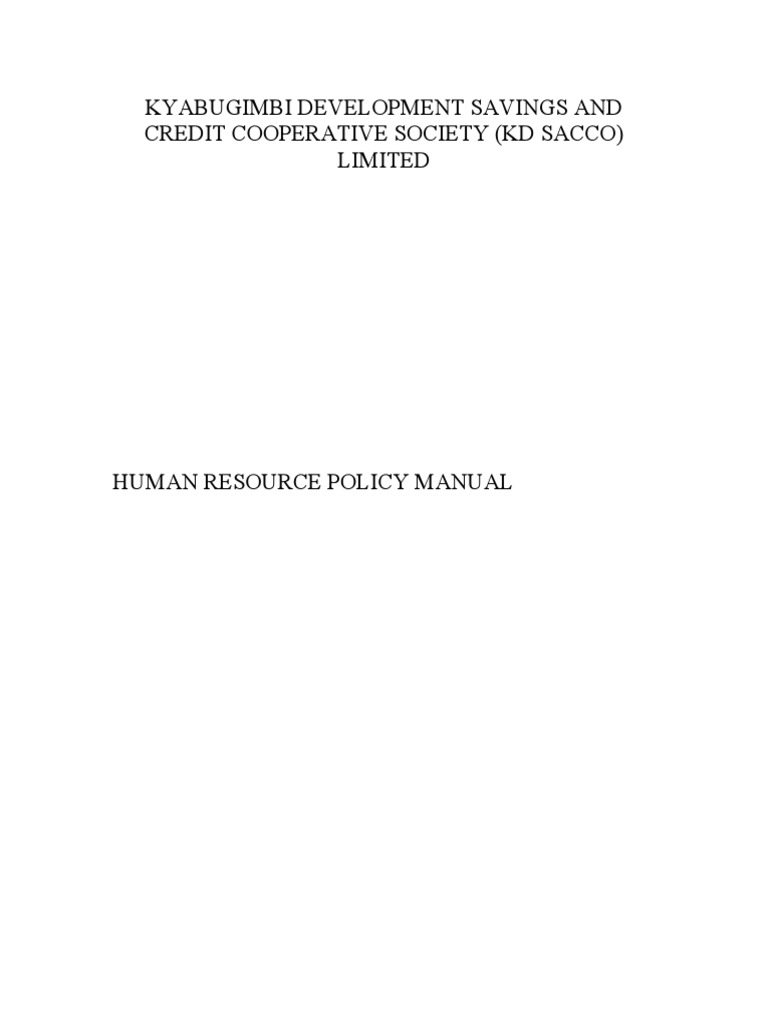 KD Sacco Human Resource Policy PDF Employment Salary
