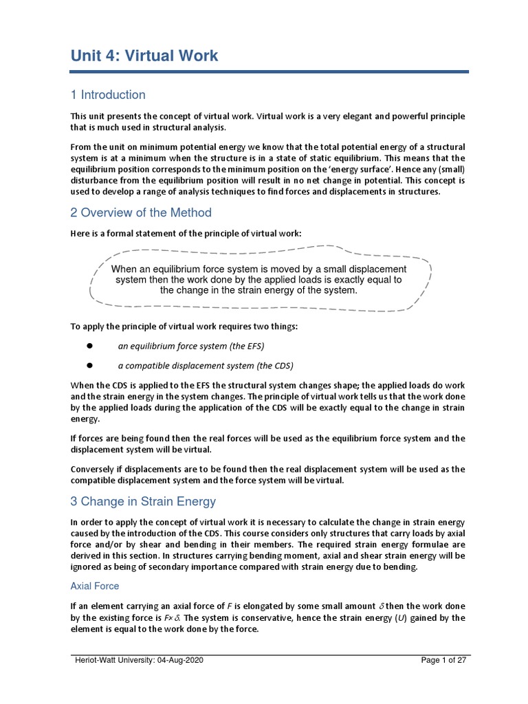 Virtual Work - Lecture Notes 2020-21 | PDF
