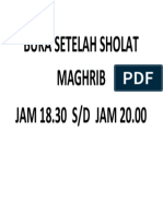 Buka Setelah Sholat Maghrib JAM 18.30 S/D JAM 20.00
