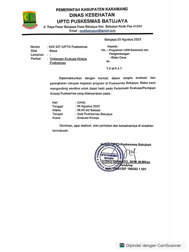 Undangan Evaluasi Kinerja | PDF