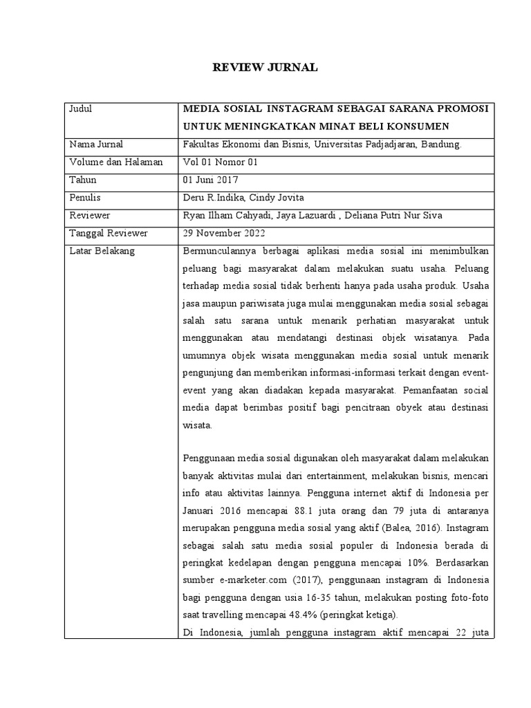 Penilaian pengguna media sosial terhadap Resto Ciputra