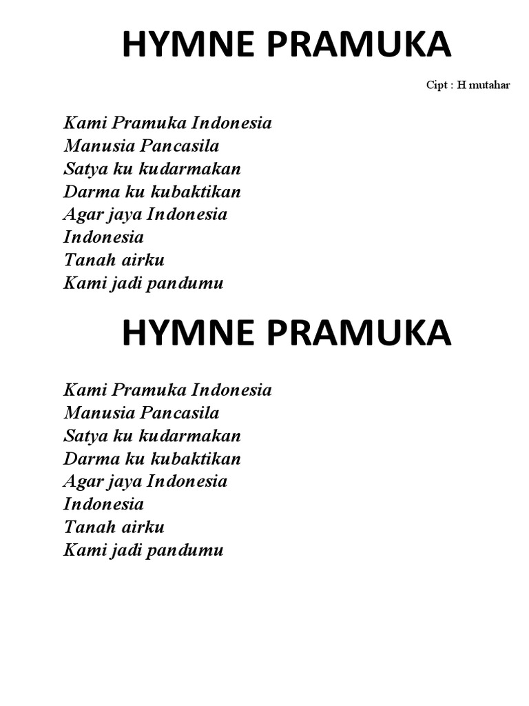 HYMNE PRAMUKA Lirik PDF