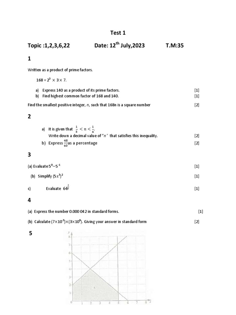 Test 1 Math Numbers | PDF