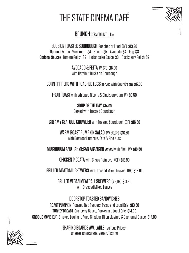 A4StateCafeMenuAUG2022 | PDF | Sauce | Salad