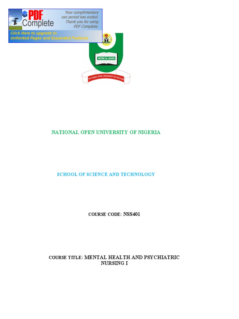 Mental Health Nursing Course Guide | PDF | Self-Improvement