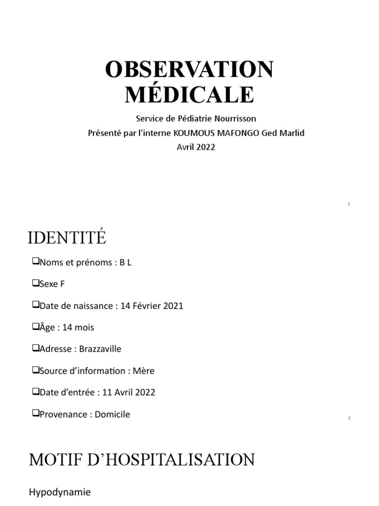 Observation Médicale Marlid Ss | PDF
