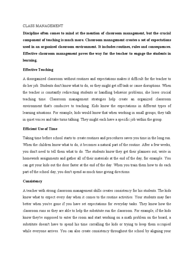 Class management pdf classroom management teachers