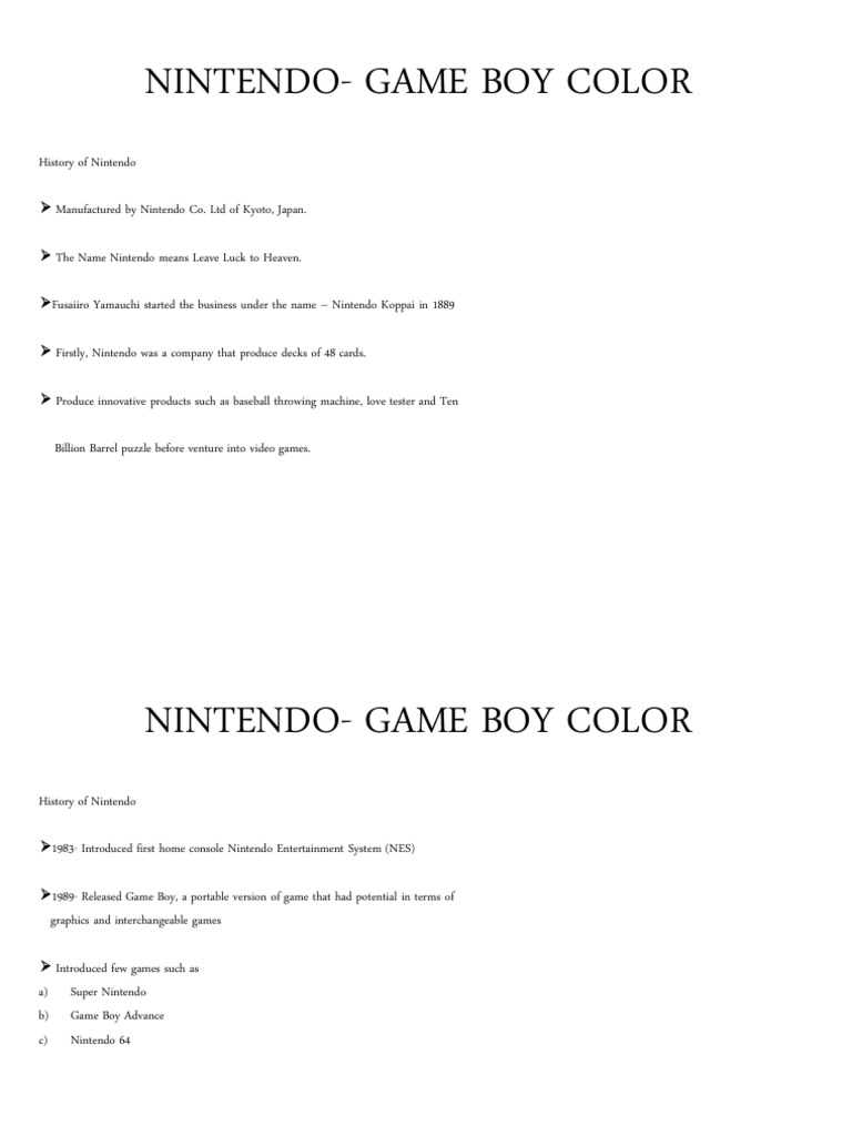 Game Boy Color: History and Impact | PDF | Video Game Consoles | Nintendo