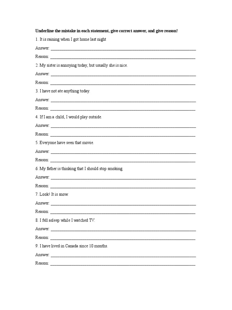 Grammar Error Correction Exercises | PDF