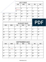 July To September 2023 Calendar With Holidays