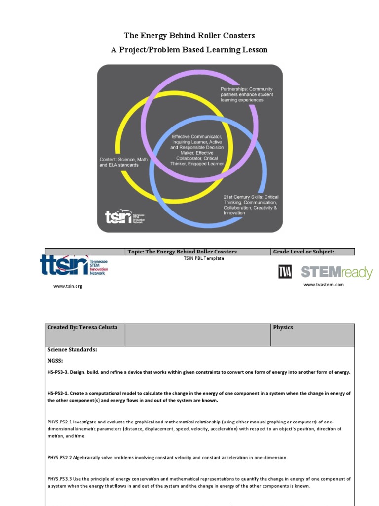 The energy behind roller coasters pbl pdf