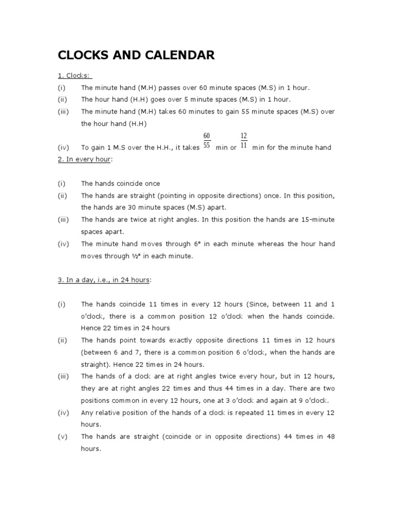 Clocks and Calender-Tutorial-1 | PDF