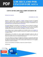 Carta de Reclamo por Cobro de Agua | PDF