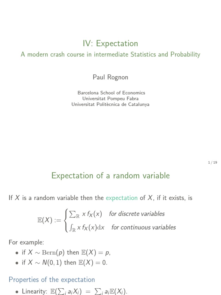 Expectation | PDF | Variance | Probability Distribution