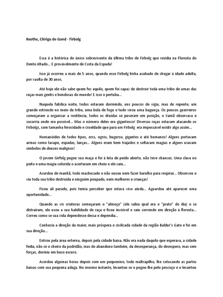 Kvothe, Clérigo de Gond - Firbolg | PDF