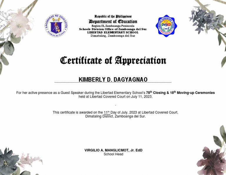 Certificate of Appreciation Template | PDF