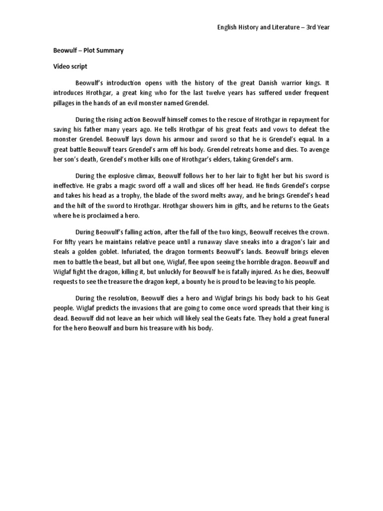Beowulf - Video Script | PDF