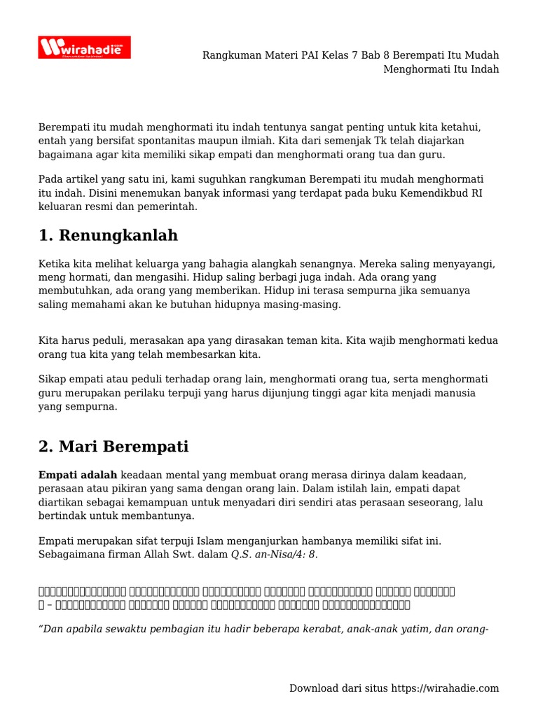 Mengunduh Soal PAI Semester 2 Kelas 7: Langkah Mudah Menuju Pemahaman Mendalam tentang Empati