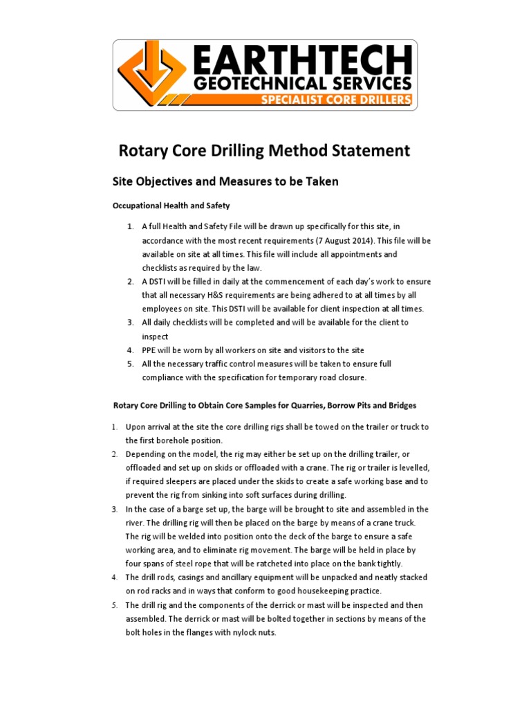 Rotary Drilling Method Statement PDF